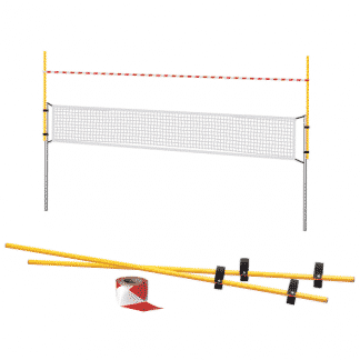 Kit de badminton: un filet, 2 poteaux, du grip et une coredelette.