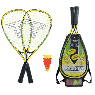 Set de Speed Badminton Eco avec 2 raquettes, 3 volants et un sac de transport