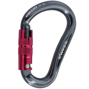 Mousqueton Camp Atom 2 lock de couleur grise et rouge