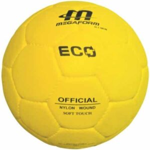 Ballon de handball jaune fabriqué avec 25% de caoutchouc recyclé