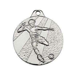 Médaille en fer de couleur argent de 32mm de diamètre représentant un joueur de football