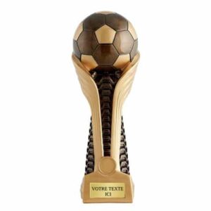 Trophée ballon de foot blanc et marron