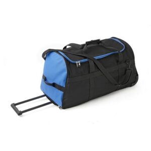 Sac de sport à roulettes de couleur noire et bleue