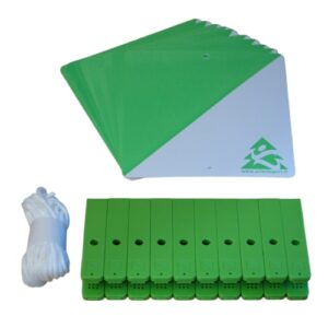 Balises PVC Couleurs verte avec Pinces - Course d'orientation - Lot de 10