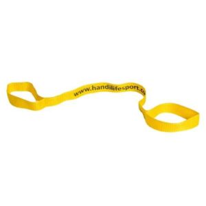 Sangle de course pour sportifs malvoyants tenue par 2 personnes de couleur jaune