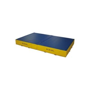 Matelas de réception pour pans d'escalade de couleur bleu et jaune