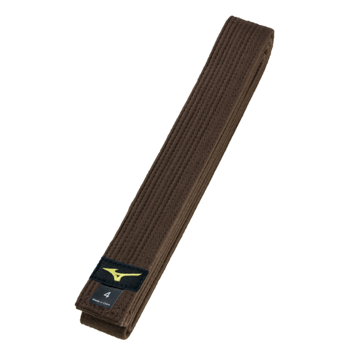 Ceinture de judo Mizuno PKT en coton de couleur Marron avec le logo Mizuno