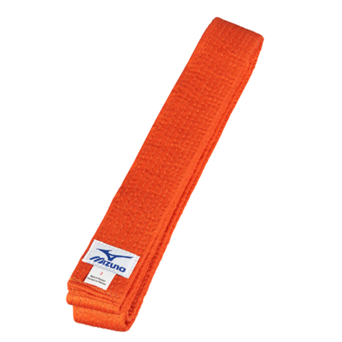 Ceinture de judo Mizuno PKT en coton de couleur Orange avec le logo Mizuno