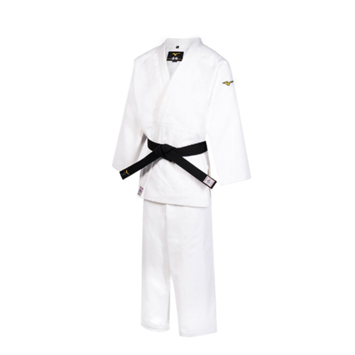 Kimono de judo de compétition IJF Yusho Mizuno blanc avec une ceinture noire