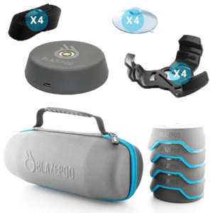 BlazePod pod lumineux connecté pour entraînement réactif et cardio- Pack Bundle avec 4 pods lumineux et les accessoires ventouse, sangle, support, chargeur