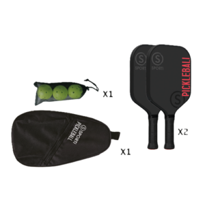 Kit 2 raquettes de Pickleball en fribre de verre avec 3 balles indoor et un sac de rangement