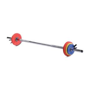 Kit Pump Fit’Us Sveltus (8 kg/15 kg) avec barre en acier chromé (130 cm) et disques en caoutchouc. Polyvalent pour pump, squats, fentes, biceps, triceps. Durable, évolutif, parfait pour débutants et confirmés