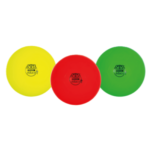 Ballon de football éducatif en PVC moulé diamètre 21,5 cm, coloris jaune, adapté aux écoles et collectivités, résistant aux sols durs