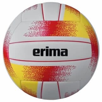 Ballon de volley Erima soft cotact avec des panneaux de couleurs rouge, jaune et blanc