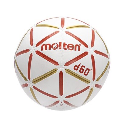 Ballon de handball Molten D60 en taille 2 avec panneaux blancs et traits rouges