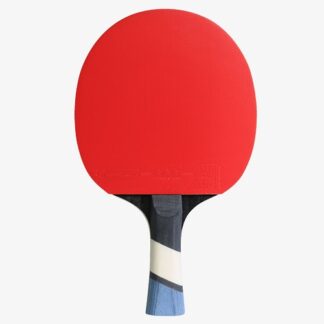 Raquette de tennis de table Cornilleau Perform 500 avec revêtement rouge, manche concave noir, blanc et bleu
