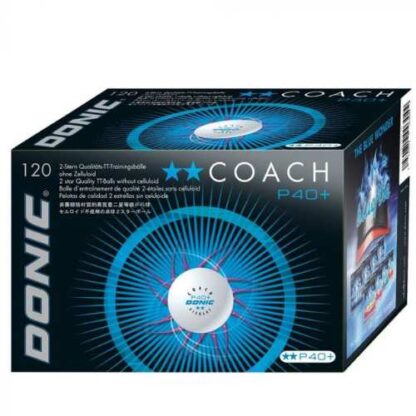 Carton de 120 Balles de Tennis de table Donic Coach 2 étoiles blanches