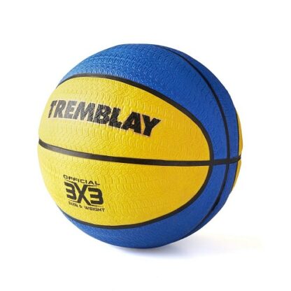 Ballon de basket 3x3 de couleur jaune et bleue