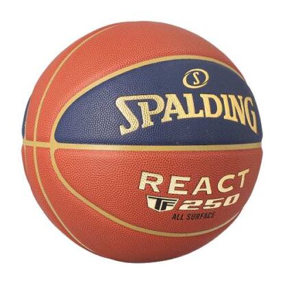 Vue de profil du ballon de basket Splading LNB react TF250 en taille 7
