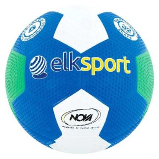 Ballon de football en caoutchouc cellulaire de taille 5 et de couleurs bleue, verte, et blanche