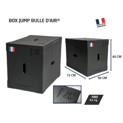 Dimensions et poids de la box jump bulle d'air de couleur noire