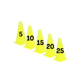 Cones de couleur jaune avec des numéros de couleur noire