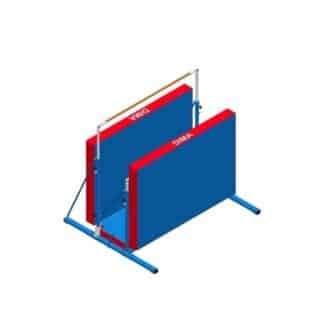 Barres Asymétriques sur Embases avec Matelas Intégré bleu et rouge