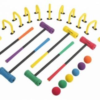 croquet kit, cibles balles, drapeaux, couleurs