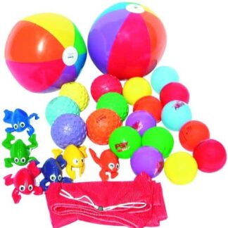Kit parachute jeux, grenouilles mini couleurs en plastique, ballons couleurs gonflables et mini balles