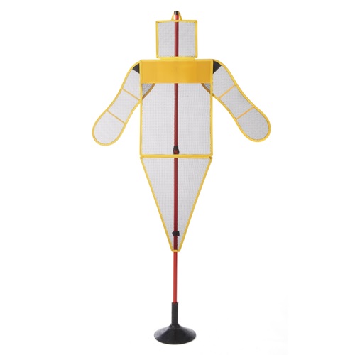 Mannequin pour l'entrainement aux dribles réglable en hauteur de couleur jaune sur socle en caoutchouc