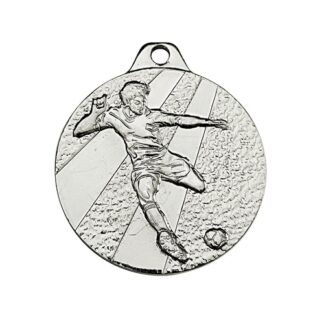 Médaille en fer de couleur argent de 32mm de diamètre représentant un joueur de football