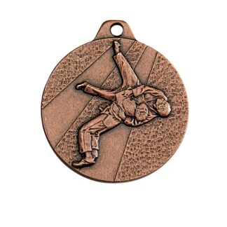 Médaille en fer de couleur bronze de 32mm de diamètre représentant deux judokas en combat