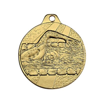 Médaille en fer de couleur or de 32mm de diamètre représentant un nageur