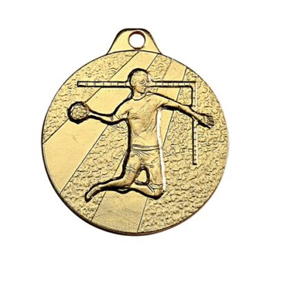 Médaille en fer de couleur or et de 32mm de diamètre représentant un joueur de handball
