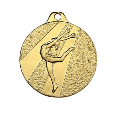Médaille en fer de couleur or et de 32mm de diamètre représentant une gymnaste