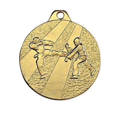 Médaille en fer de couleur or et de 32mm de diamètre pour le karaté