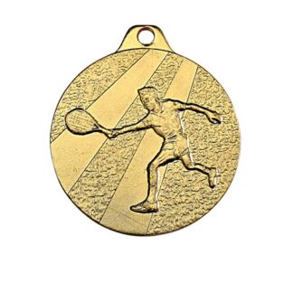 Médaille en fer de couleur or et de 32mm de diamètre représentant un joueur de tennis