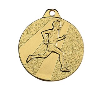 Médaille en fer de couleur or de 32mm de diamètre représentant un coureur à pied