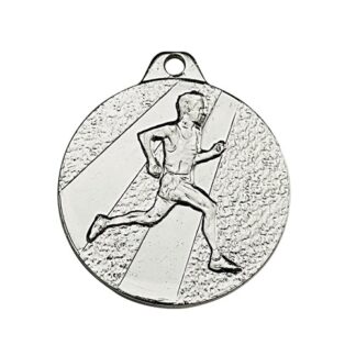 Médaille en fer de couleur argent de 32mm de diamètre représentant un coureur à pied