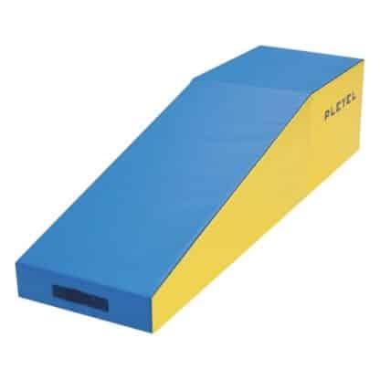 Module plan incliné avec plateforme de gymnastique bleu et jaune