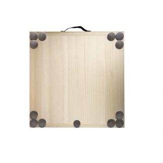 Planche en bois pour le jeu du palet breton avec 12 palets et un palet maitre
