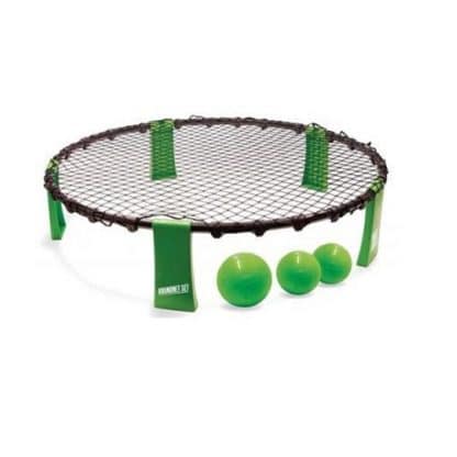 cadre filet de Roundnet avec 3 ballons verts