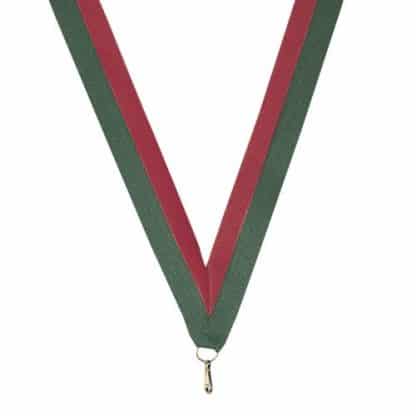 ruban en tissus pour médaille de couleurs vert et rouge