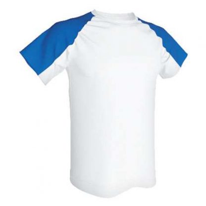 T-shirt technique bicolore-Blanc-Roy
