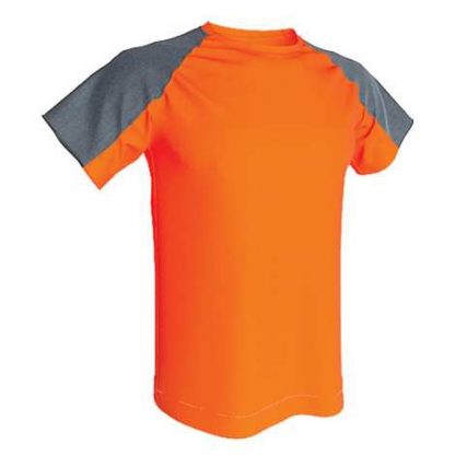 T-shirt technique bicolore-Orange fluo-Gris