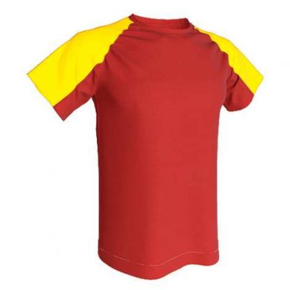T-shirt technique bicolore-Rouge-Jaune