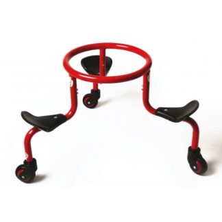 Jeu pour enfant circlebike viking de couleur rouge avec 3 sièges et sur roulettes