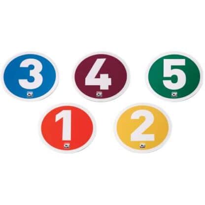 5 cercles numérotés de 1 à 5 pour le marquage au sol