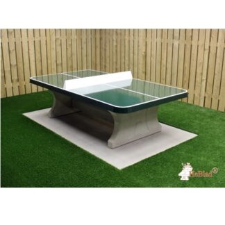 Table de tennis de table en béton avec coins arrondis et de couleur verte