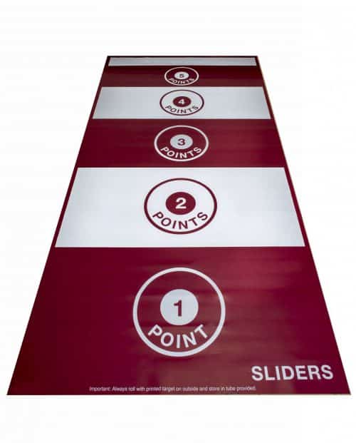 cible sur le sol bordeaux et blanc numéros points sliders